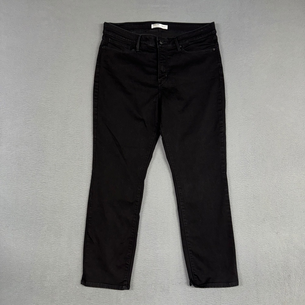 Signature Levis Jeans Womens 16 Short Black Totally Shaping Straight Leg Denim